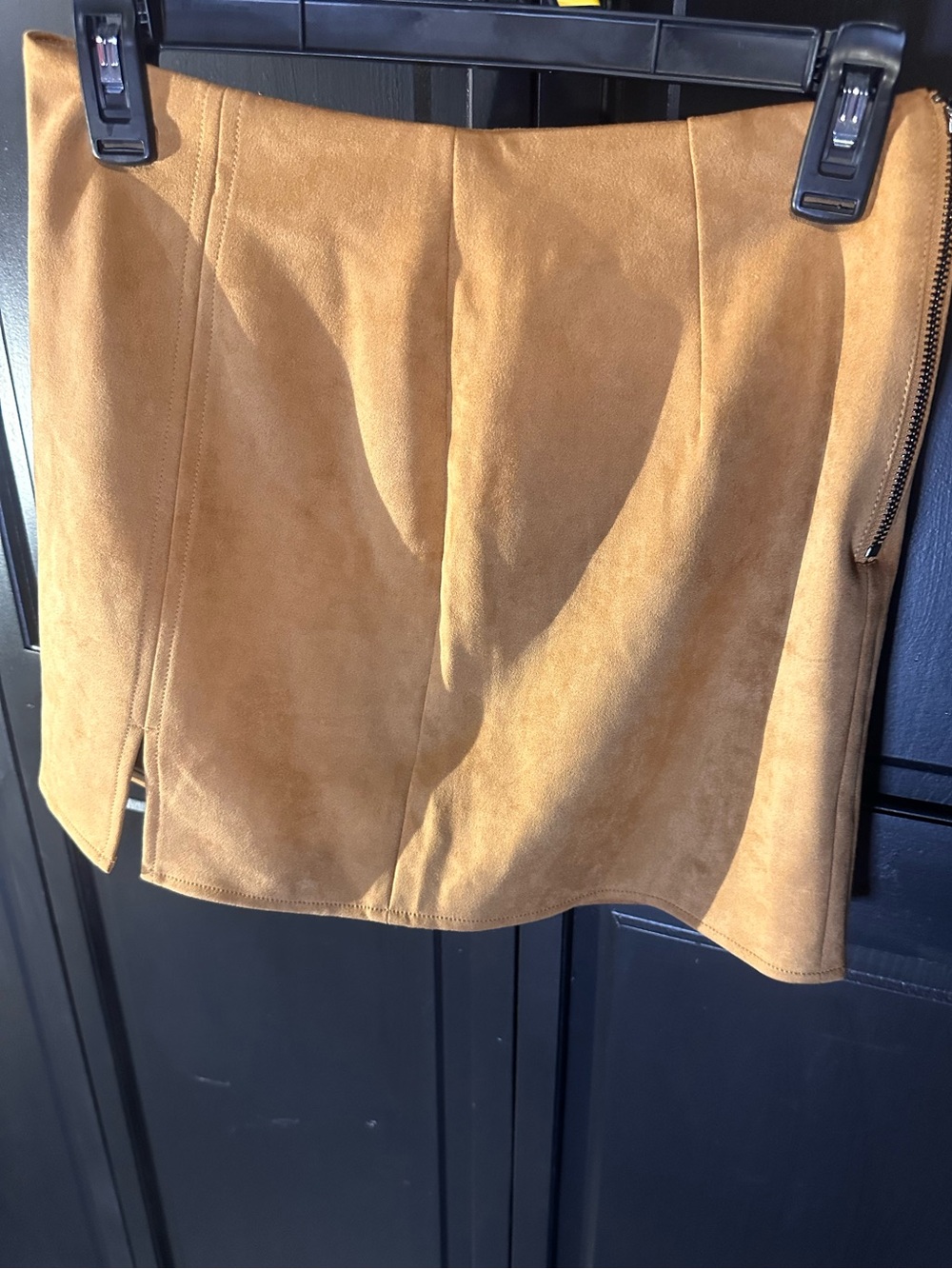 Naked Zebra Cashew Suede-Look Mini Skirt